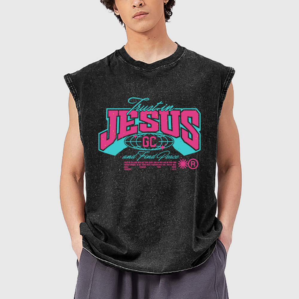 Trust in Jesus Christian Washed Tank Top