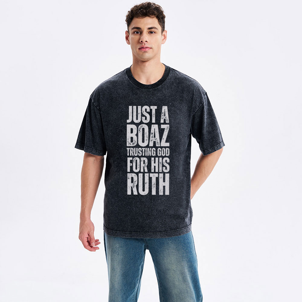 Trusting God Christian  Couple Washed T-Shirt