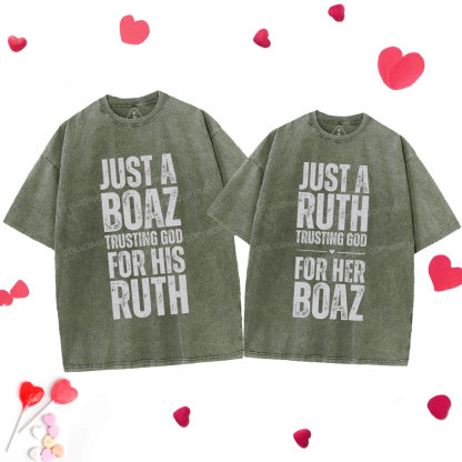 Trusting God Christian  Couple Washed T-Shirt
