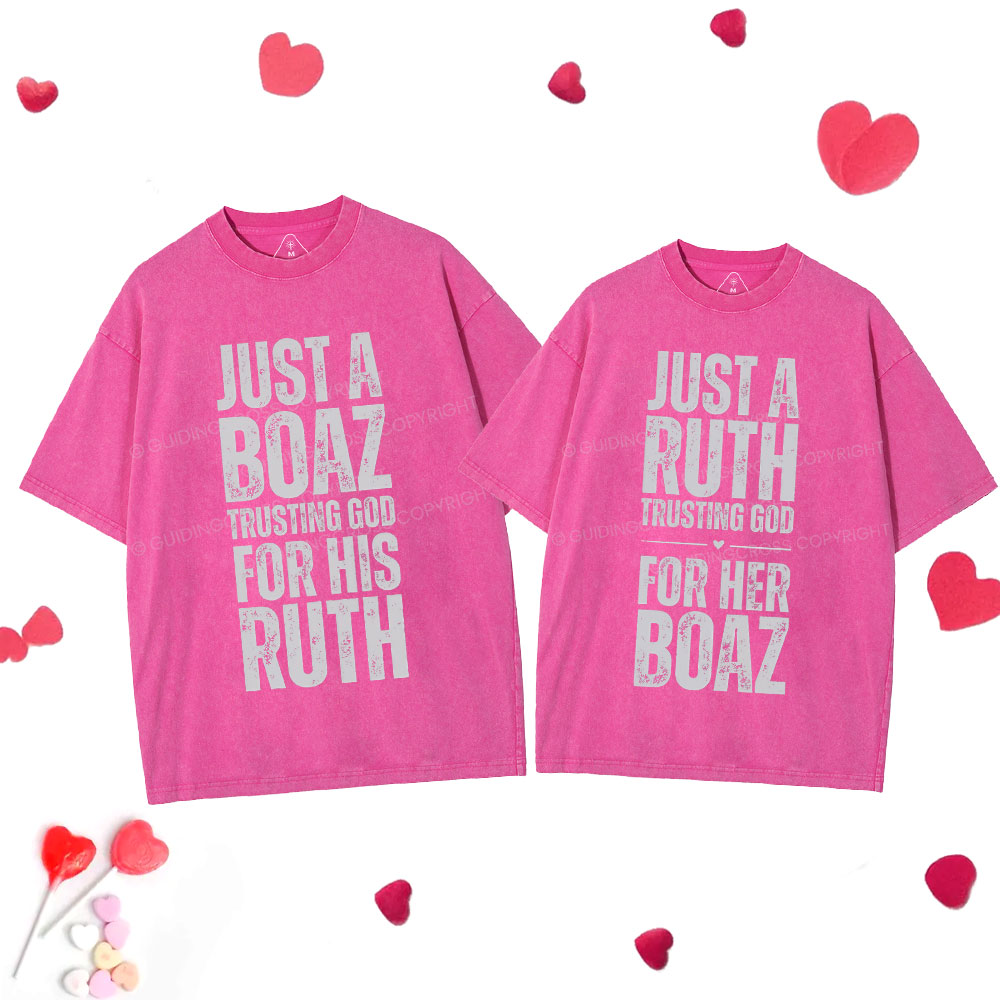 Trusting God Christian  Couple Washed T-Shirt
