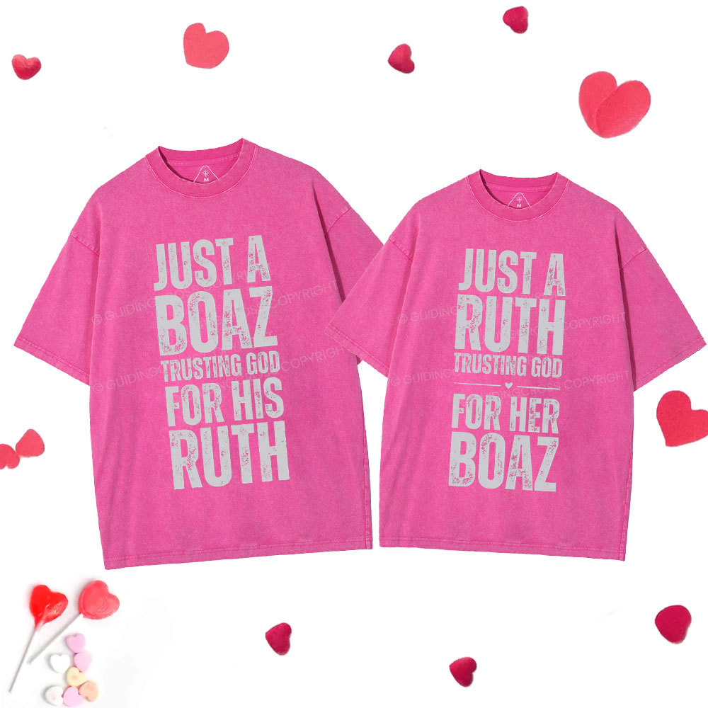 Trusting God Christian  Couple Washed T-Shirt