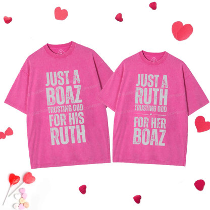 Trusting God Christian  Couple Washed T-Shirt