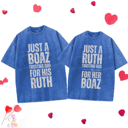 Trusting God Christian  Couple Washed T-Shirt