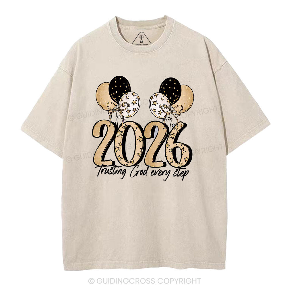 Trusting God Every Step Christian Washed T-Shirt