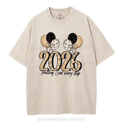 Trusting God Every Step Christian Washed T-Shirt