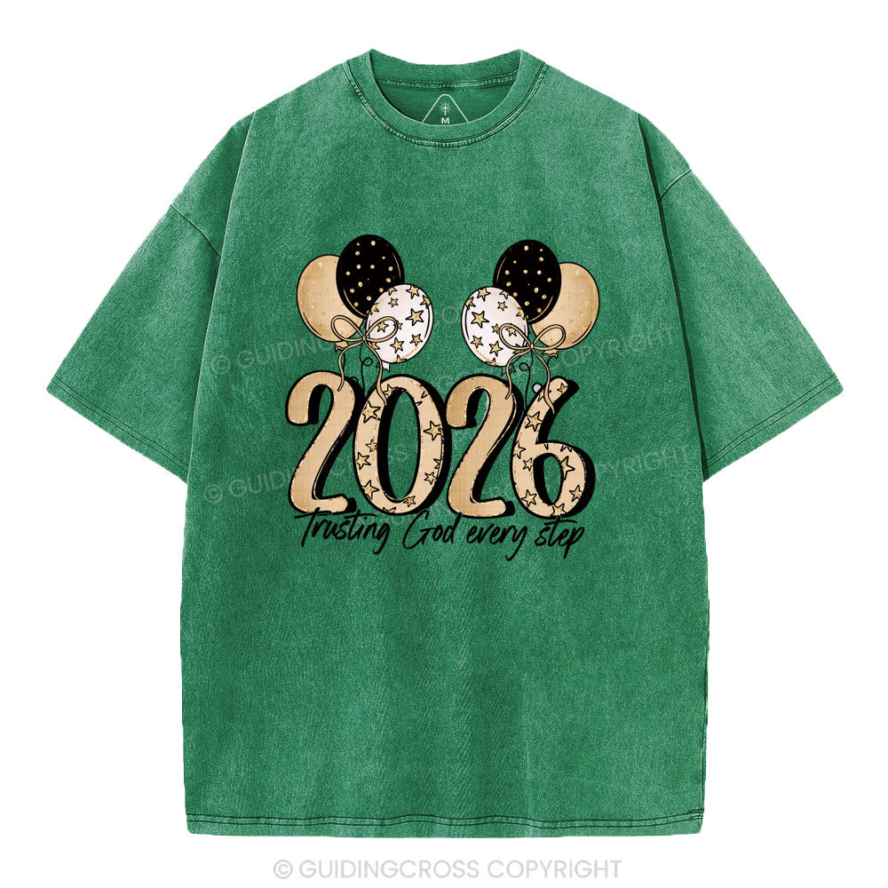 Trusting God Every Step Christian Washed T-Shirt