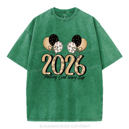 Trusting God Every Step Christian Washed T-Shirt