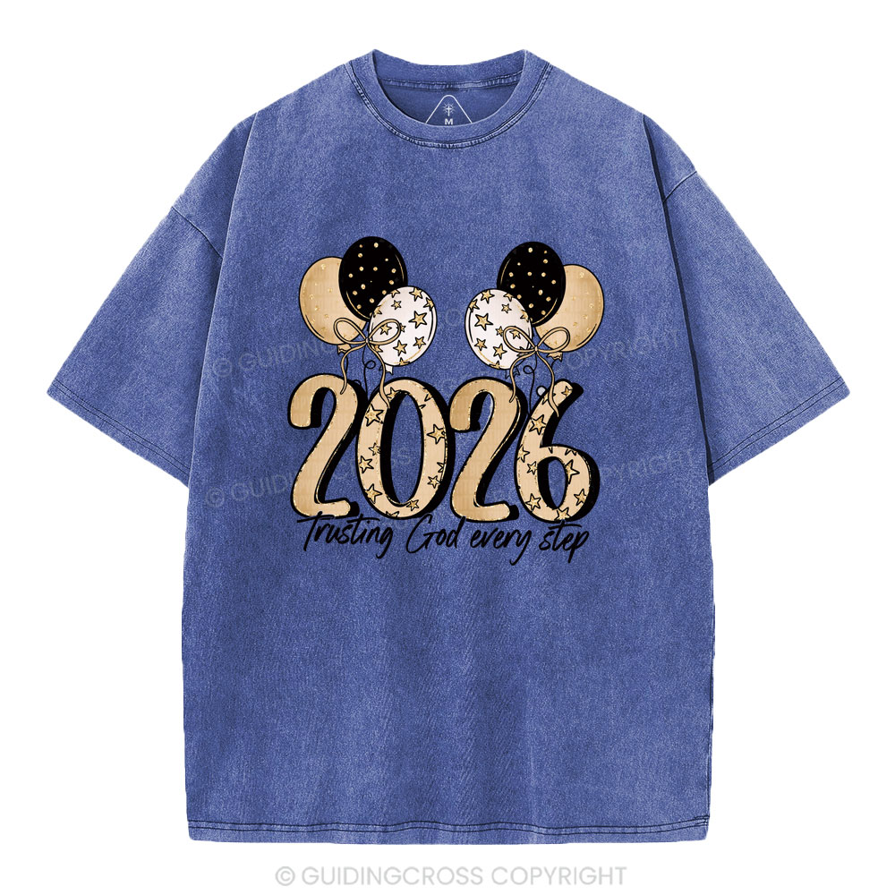 Trusting God Every Step Christian Washed T-Shirt