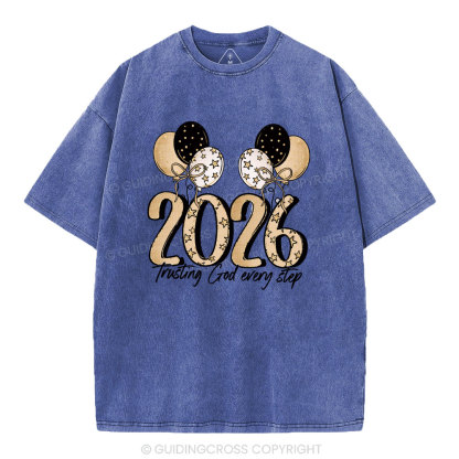 Trusting God Every Step Christian Washed T-Shirt