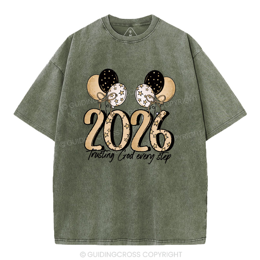 Trusting God Every Step Christian Washed T-Shirt