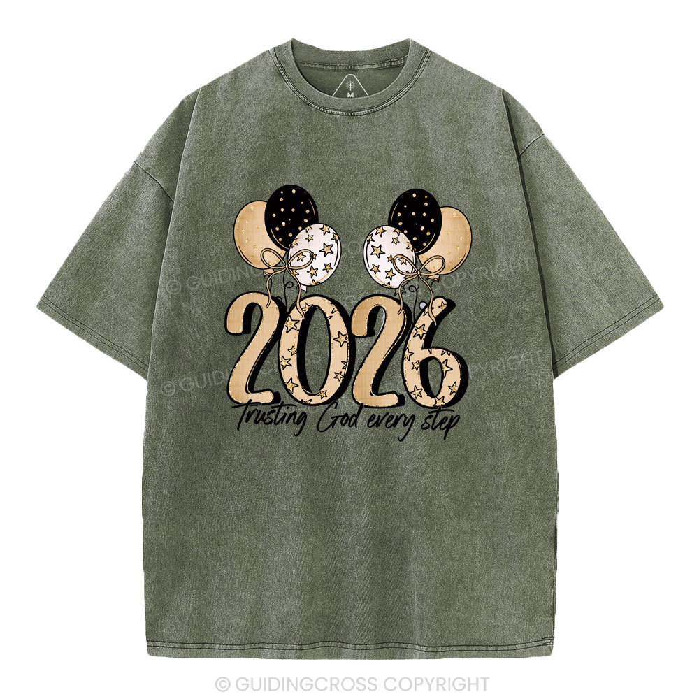 Trusting God Every Step Christian Washed T-Shirt