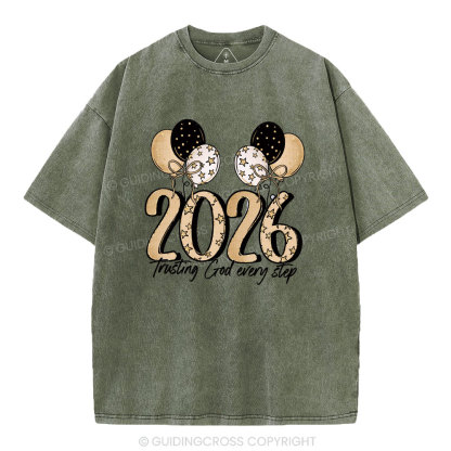 Trusting God Every Step Christian Washed T-Shirt