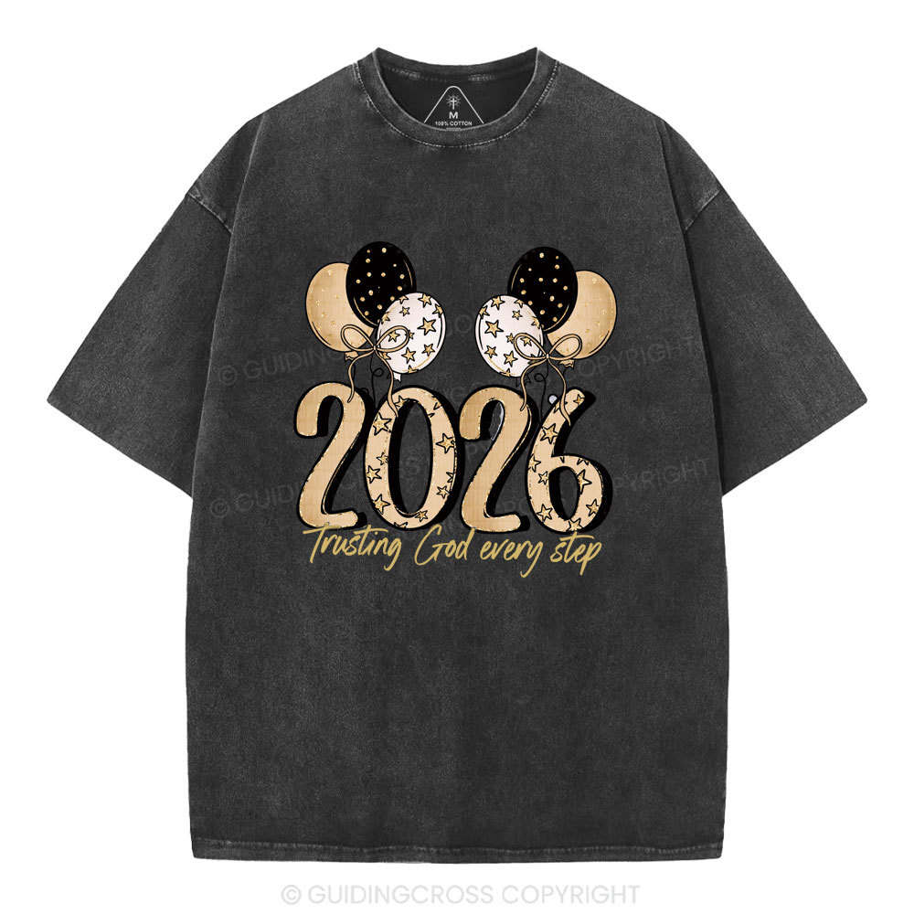 Trusting God Every Step Christian Washed T-Shirt