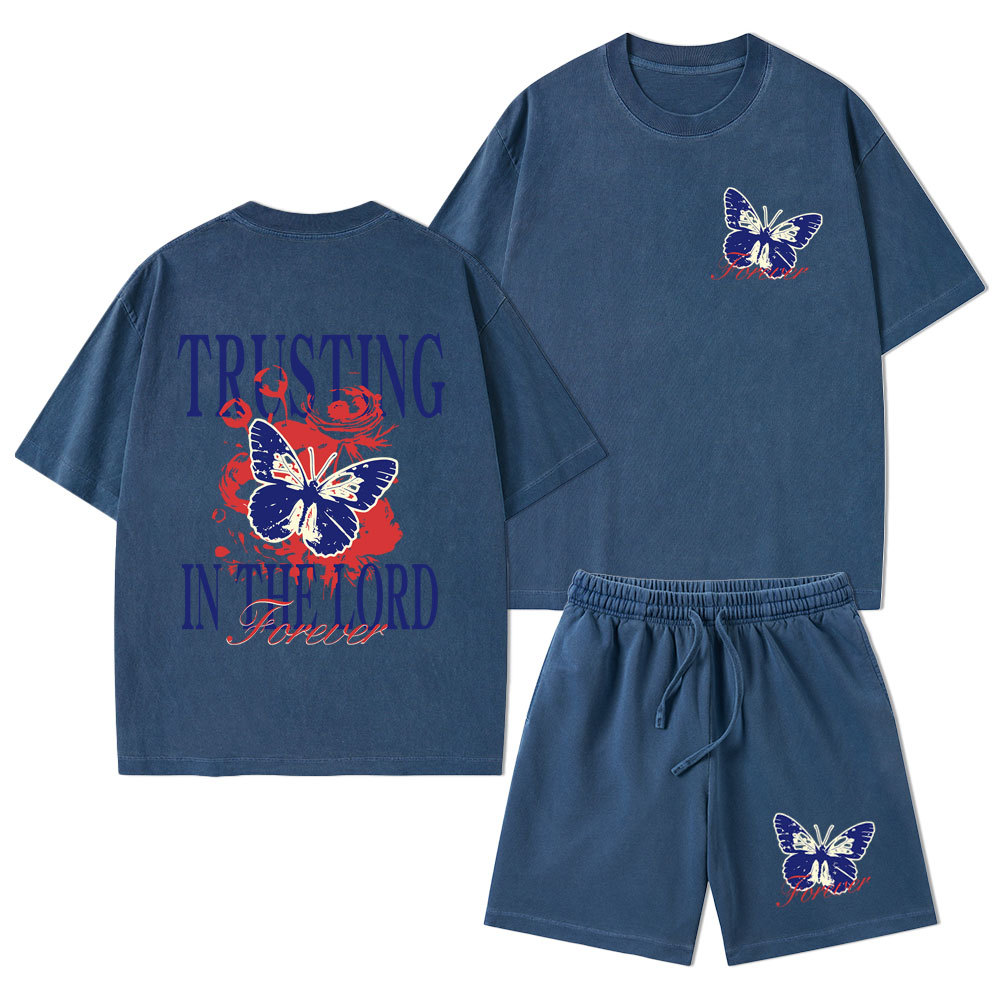 Trusting In The Lord Christian Washed T-Shirt & Shorts