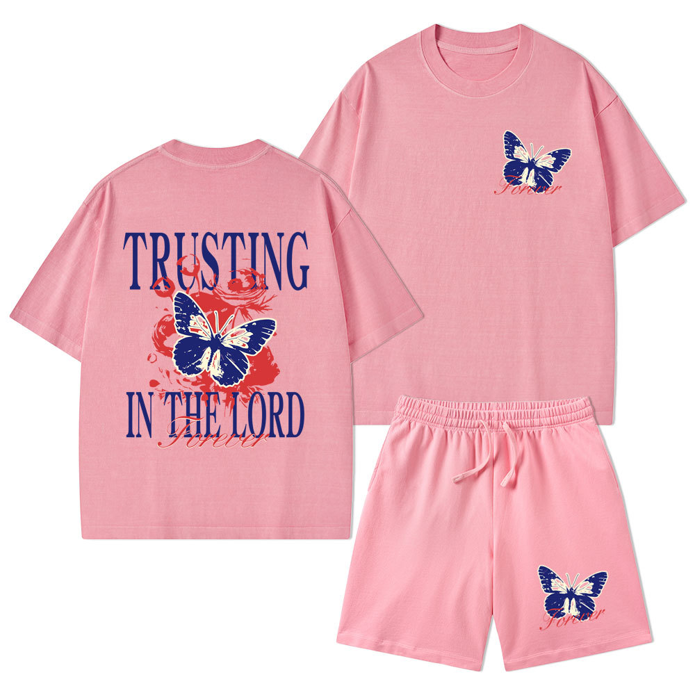 Trusting In The Lord Christian Washed T-Shirt & Shorts