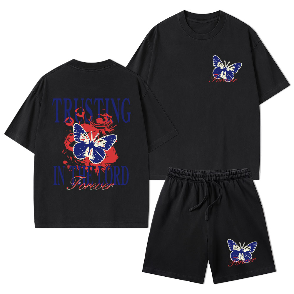 Trusting In The Lord Christian Washed T-Shirt & Shorts