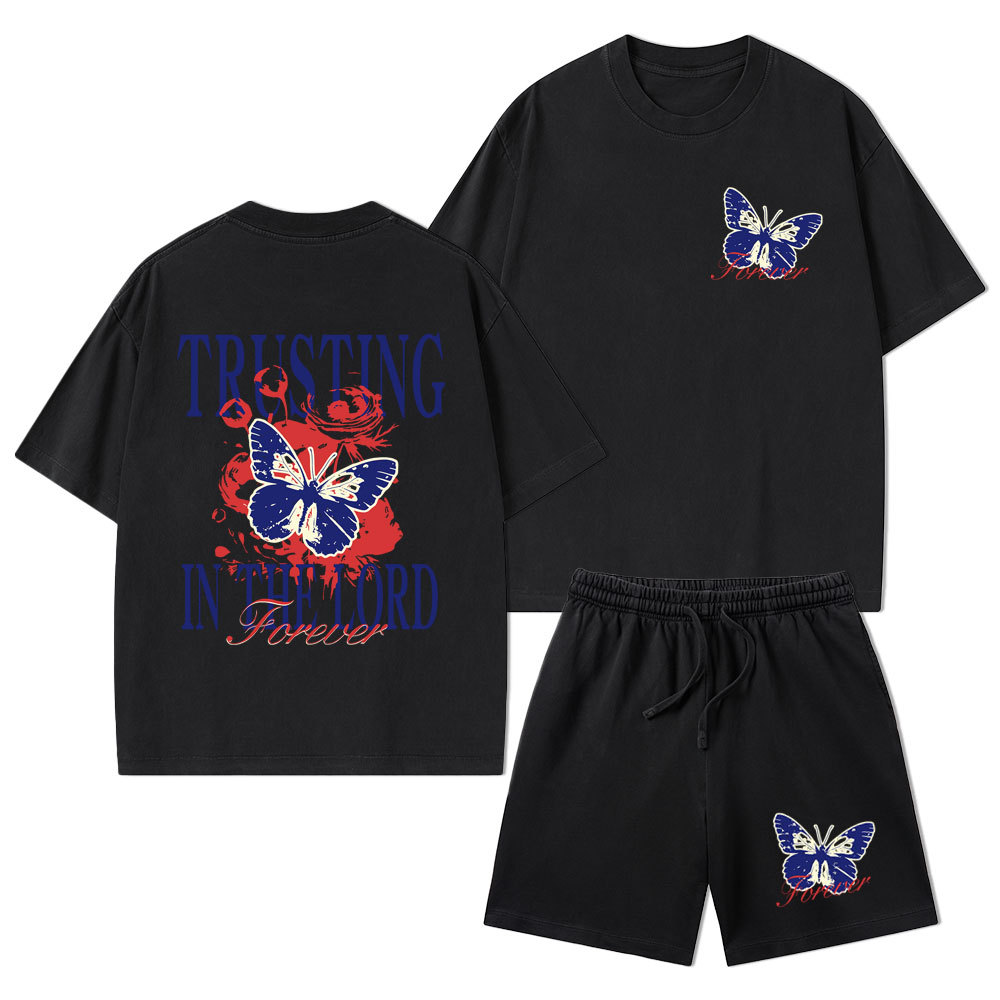 Trusting In The Lord Christian Washed T-Shirt & Shorts