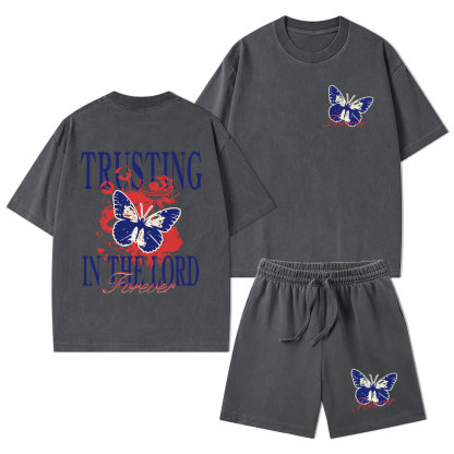 Trusting In The Lord Christian Washed T-Shirt & Shorts