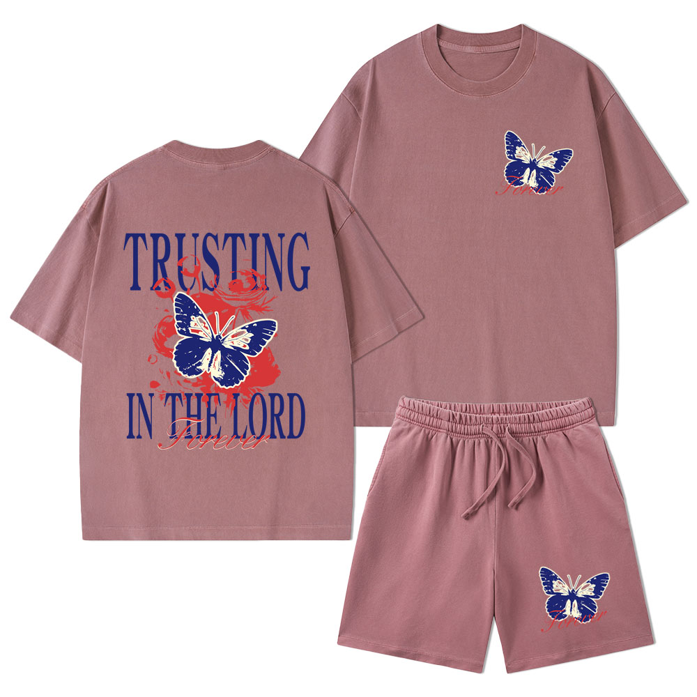 Trusting In The Lord Christian Washed T-Shirt & Shorts
