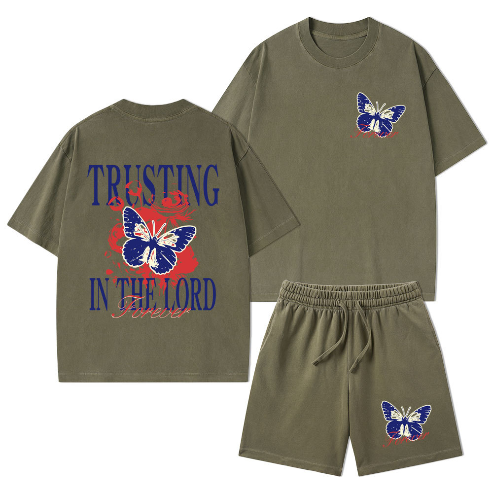Trusting In The Lord Christian Washed T-Shirt & Shorts