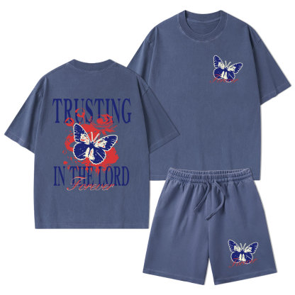 Trusting In The Lord Christian Washed T-Shirt & Shorts