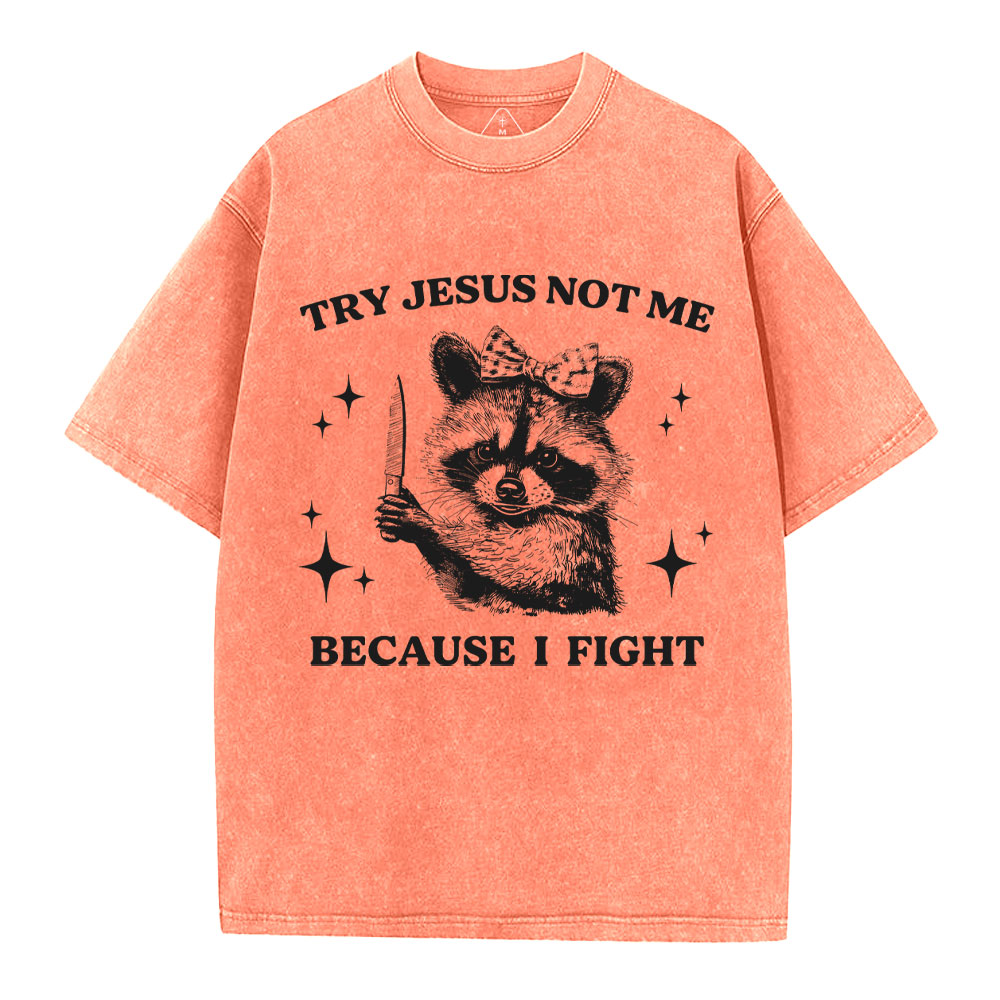 Try Jesus Not Me Christian Washed T-Shirt