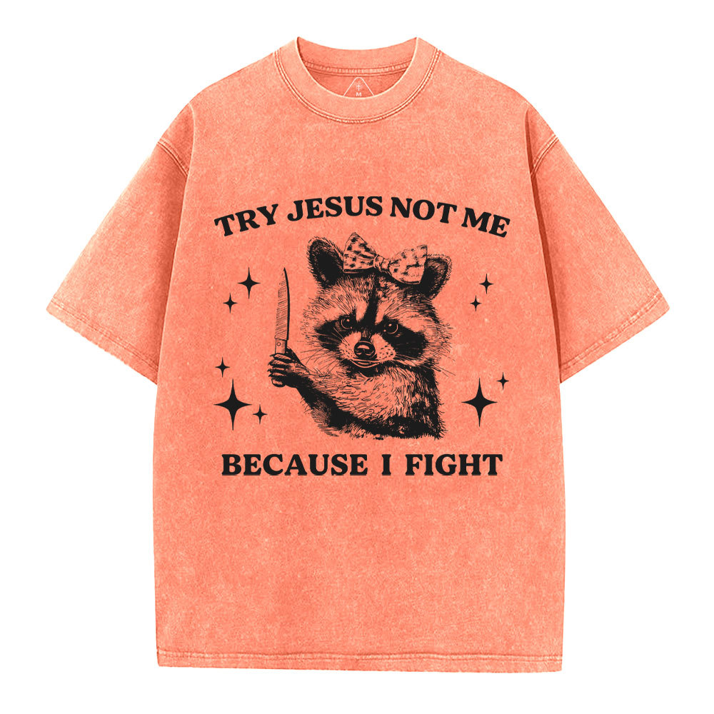 Try Jesus Not Me Christian Washed T-Shirt