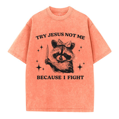 Try Jesus Not Me Christian Washed T-Shirt