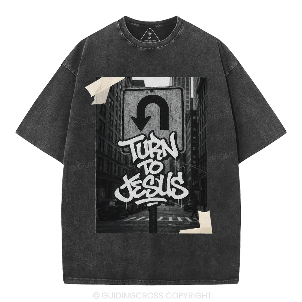 Turn To Jesus Christian Washed T-Shirt