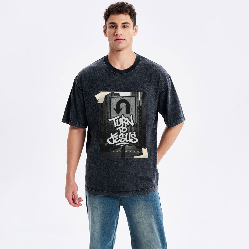 Turn To Jesus Christian Washed T-Shirt