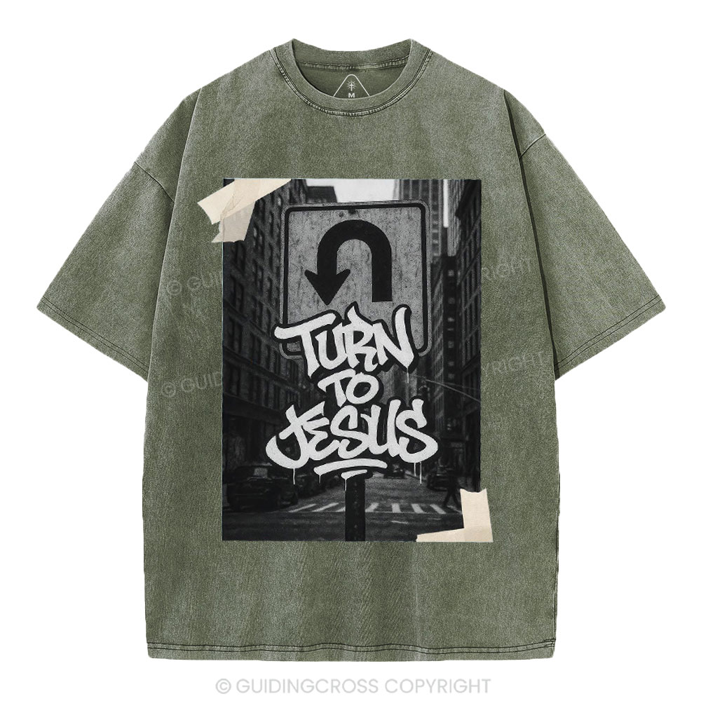 Turn To Jesus Christian Washed T-Shirt