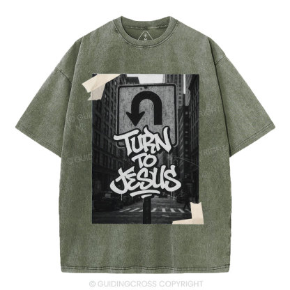 Turn To Jesus Christian Washed T-Shirt