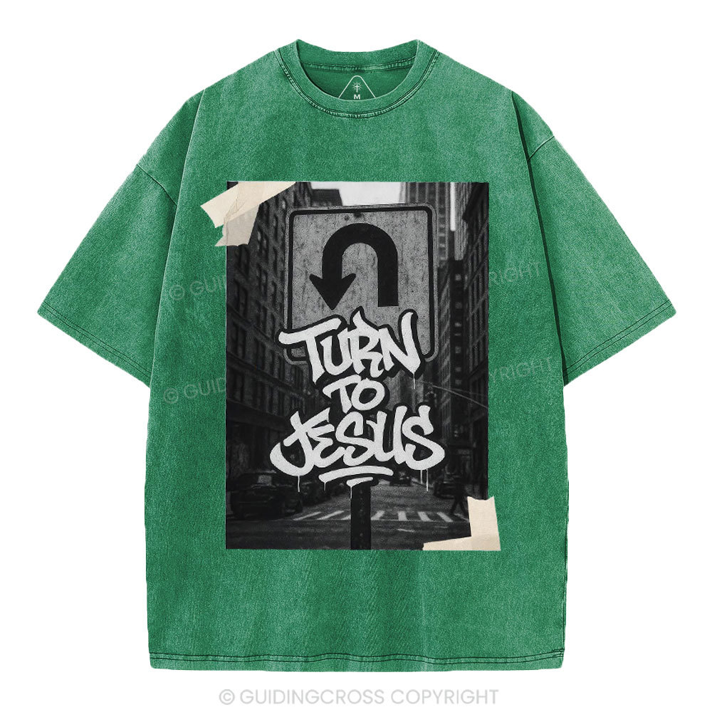 Turn To Jesus Christian Washed T-Shirt