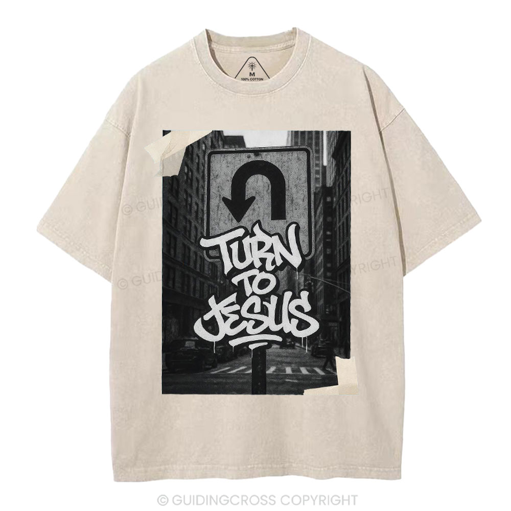 Turn To Jesus Christian Washed T-Shirt