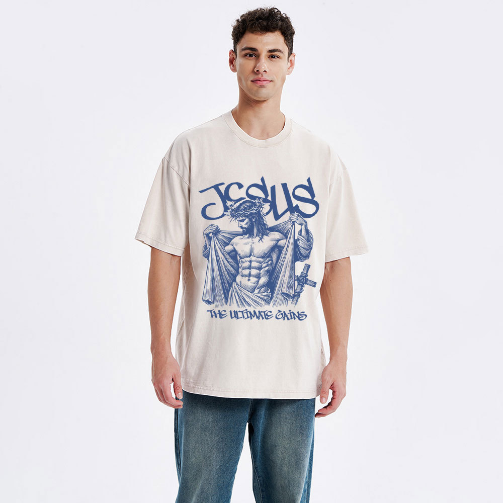 Jesus The Ultimate Gains Christian Washed T-Shirt