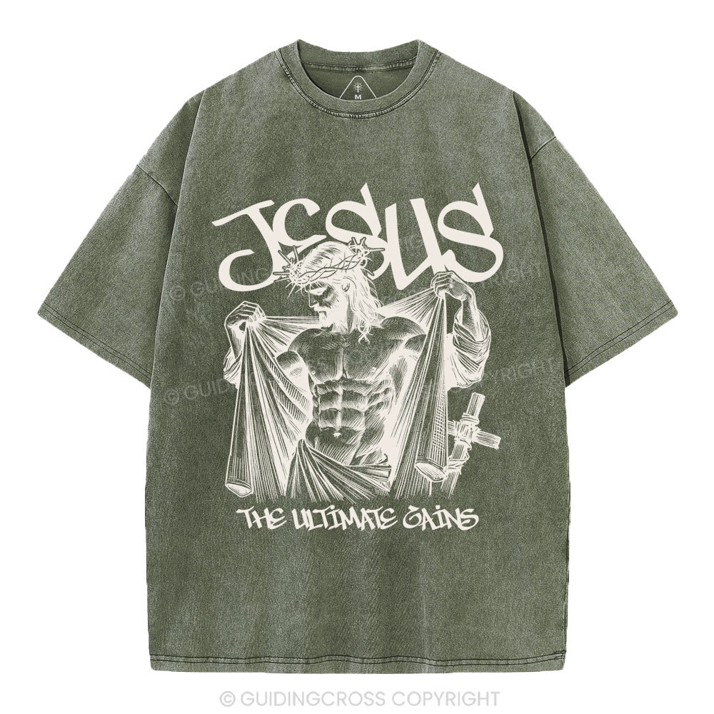 Jesus The Ultimate Gains Christian Washed T-Shirt