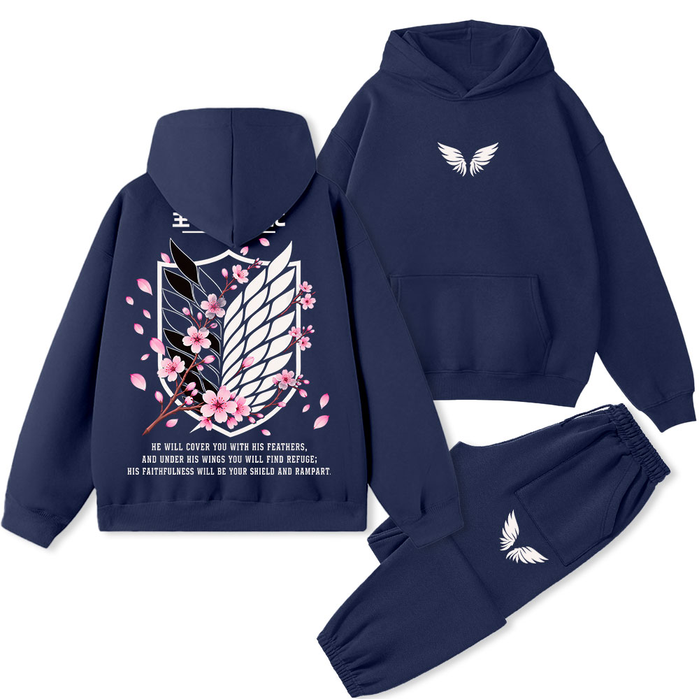 Under His Rings You Will Find Refuge Christian Premium Fleece Hoodie Set