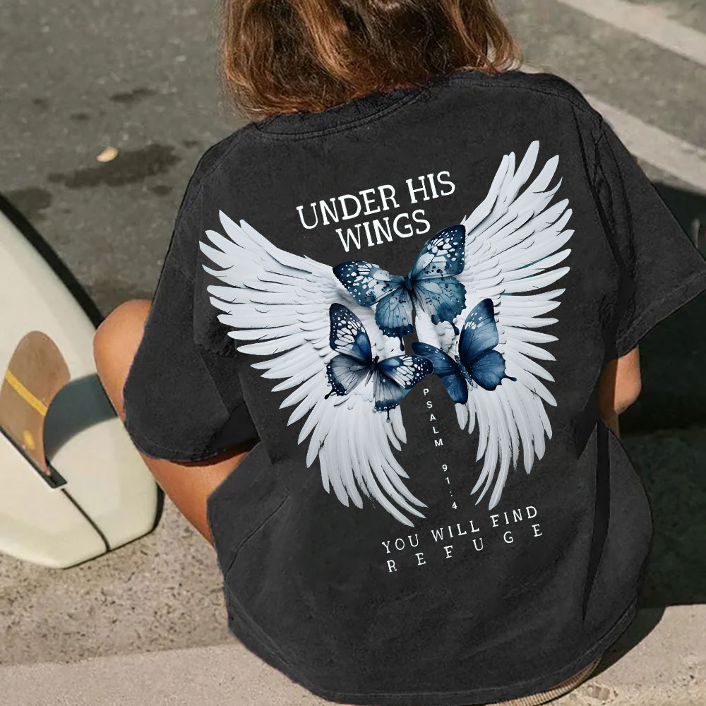 Under His Wing Christian Washed T-Shirt
