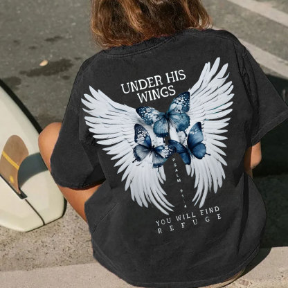 Under His Wing Christian Washed T-Shirt