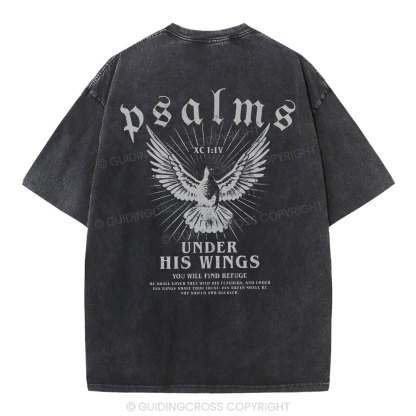 Under His Wings Christian Washed T-Shirt