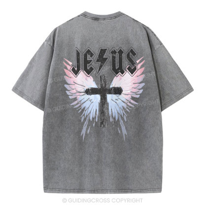 Under His Wings  Christian Washed T-Shirt