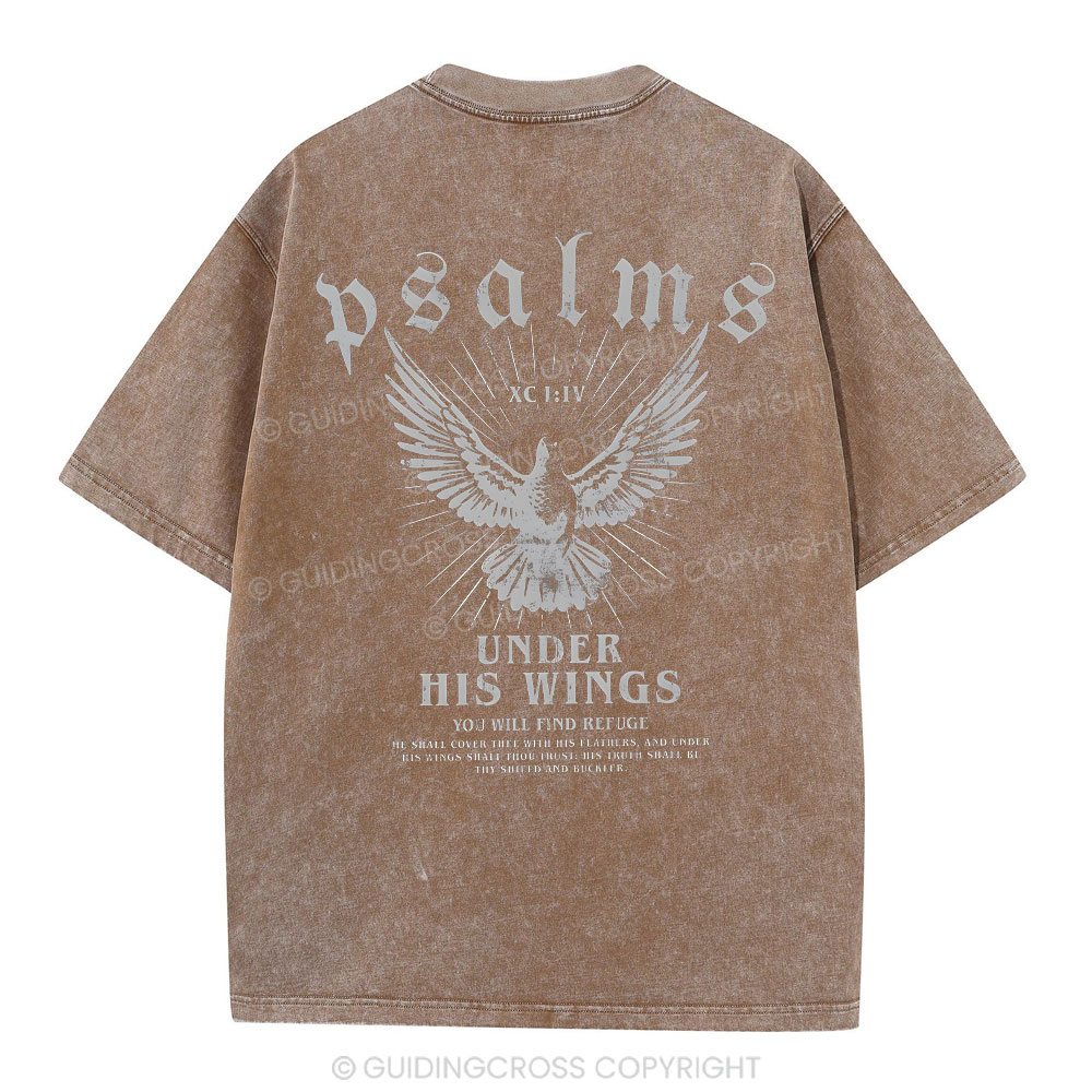 Under His Wings Christian Washed T-Shirt