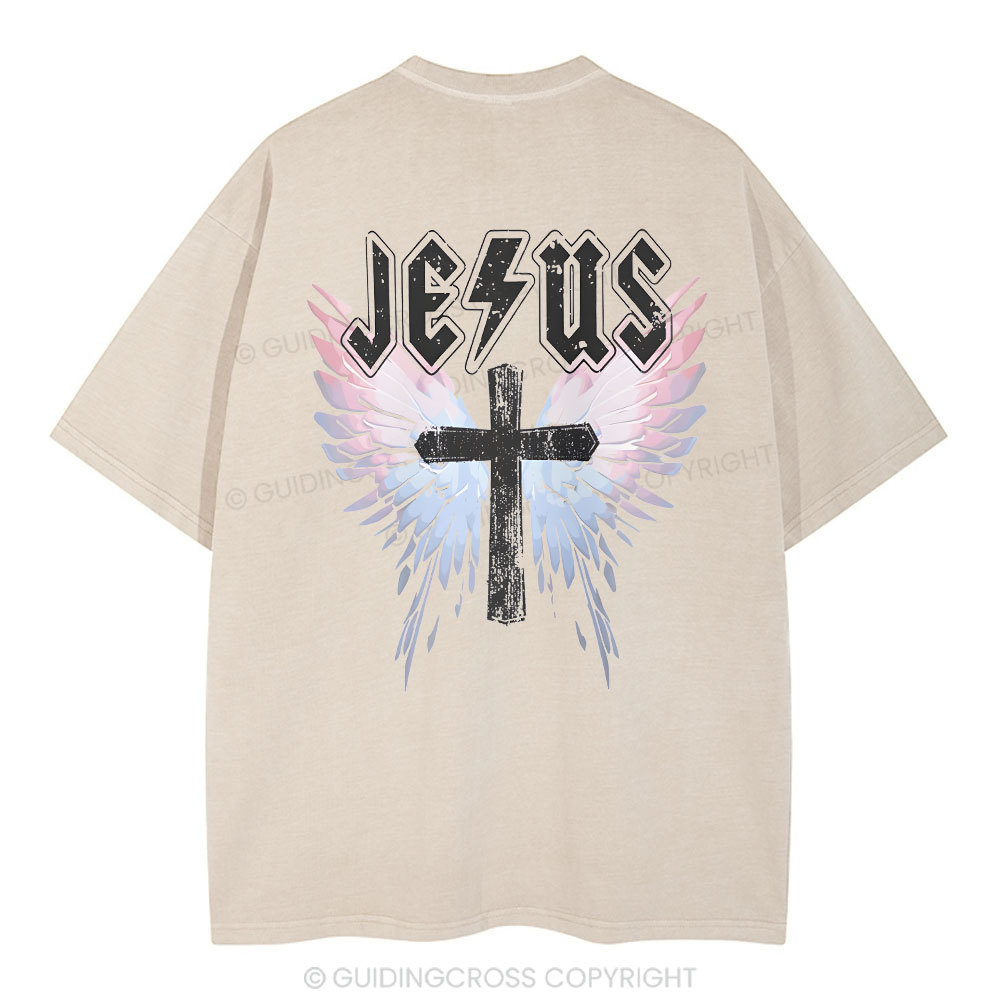 Under His Wings  Christian Washed T-Shirt