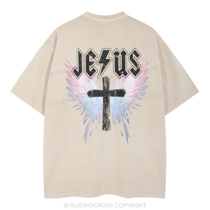 Under His Wings  Christian Washed T-Shirt