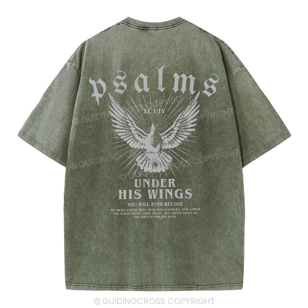 Under His Wings Christian Washed T-Shirt