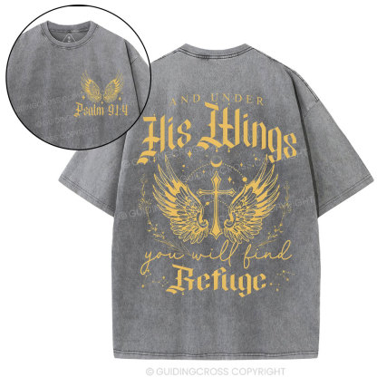 Under His Wings  Christian Washed T-Shirt