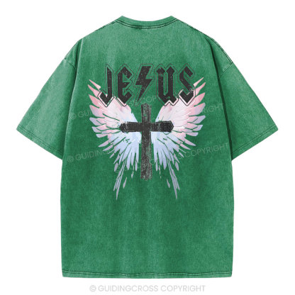 Under His Wings  Christian Washed T-Shirt