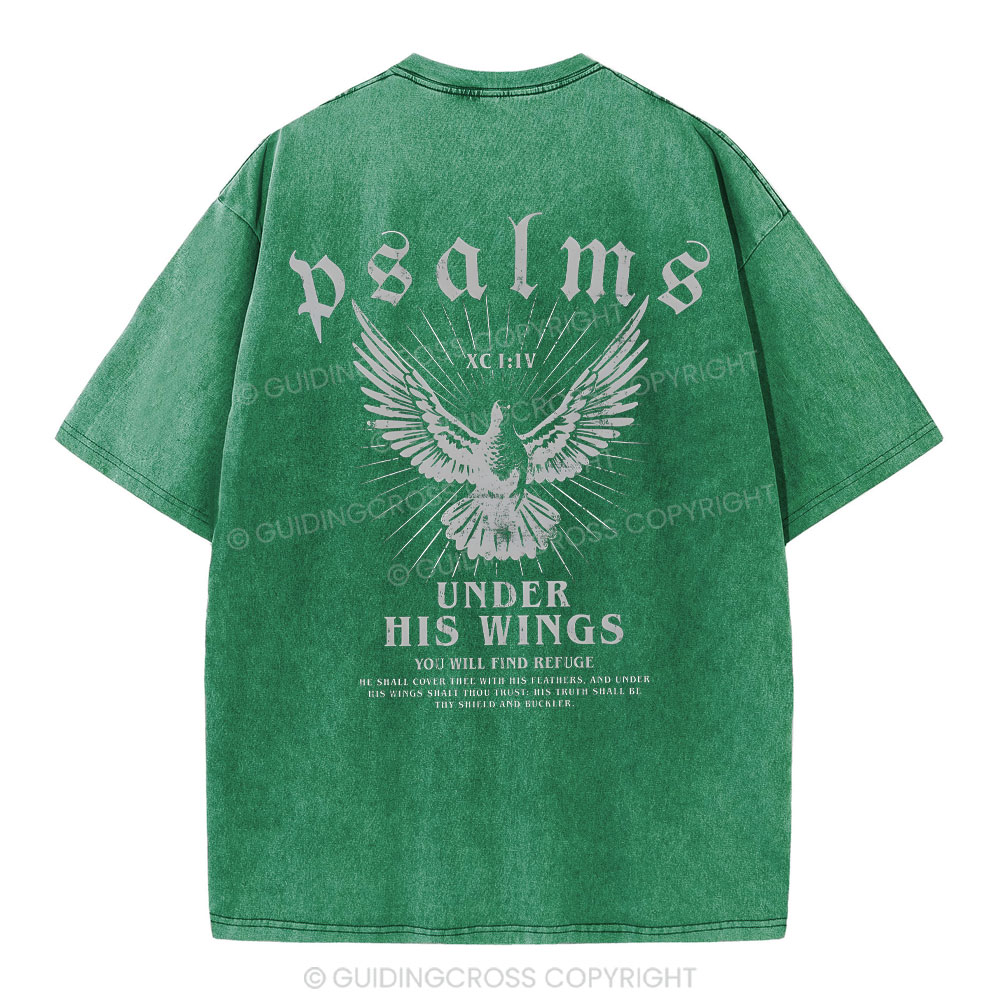 Under His Wings Christian Washed T-Shirt