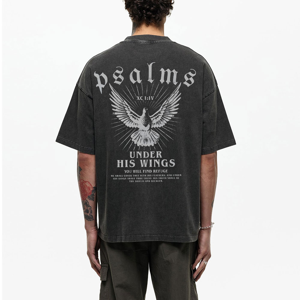 Under His Wings Christian Washed T-Shirt
