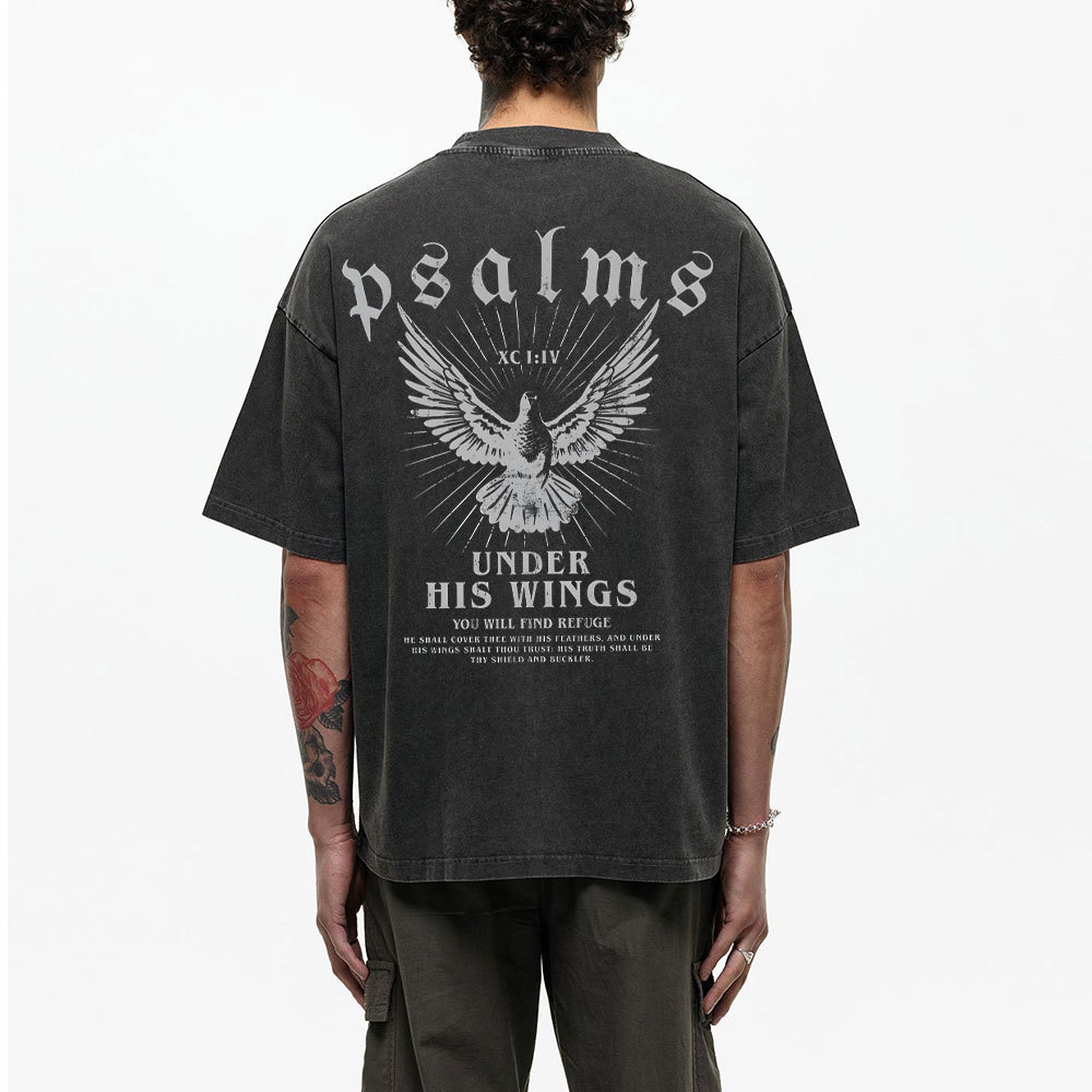 Under His Wings Christian Washed T-Shirt